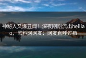 神秘人又爆丑闻！深夜刚刚流出heiliao，黑料网网友：网友直呼过瘾