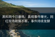 黑料网今日最热：真相事件曝光，网红现场刷屏不断，事件持续发酵