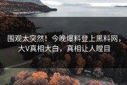 围观太突然！今晚爆料登上黑料网，大V真相大白，真相让人瞠目