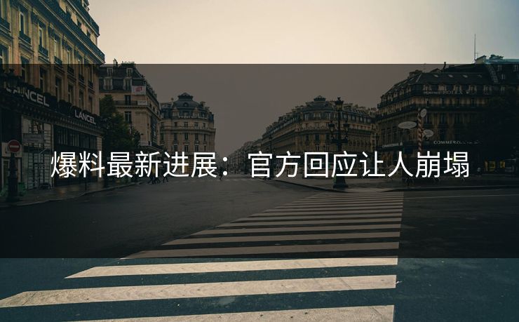 爆料最新进展：官方回应让人崩塌