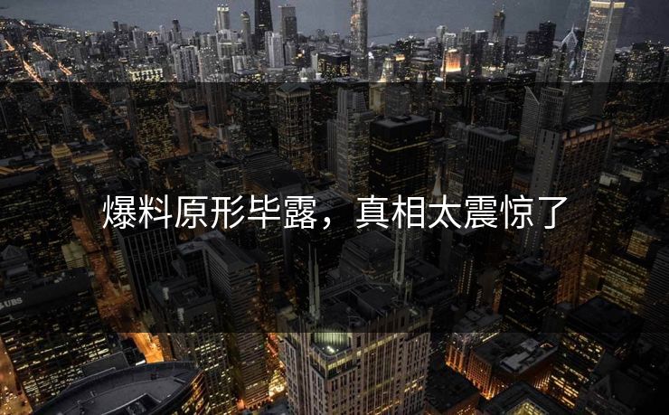 爆料原形毕露，真相太震惊了