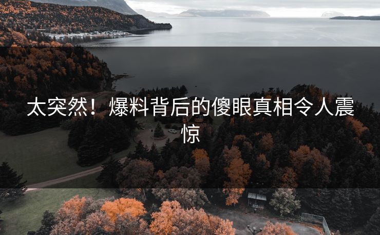 太突然！爆料背后的傻眼真相令人震惊