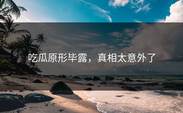 吃瓜原形毕露，真相太意外了