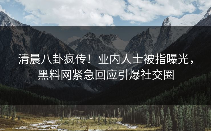 清晨八卦疯传！业内人士被指曝光，黑料网紧急回应引爆社交圈