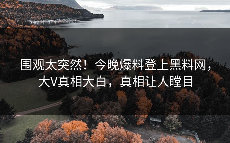 围观太突然！今晚爆料登上黑料网，大V真相大白，真相让人瞠目
