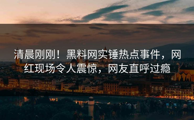 清晨刚刚！黑料网实锤热点事件，网红现场令人震惊，网友直呼过瘾