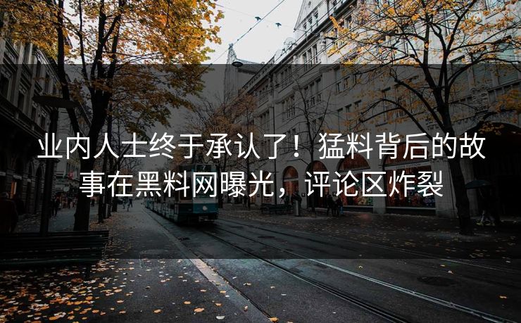 业内人士终于承认了！猛料背后的故事在黑料网曝光，评论区炸裂
