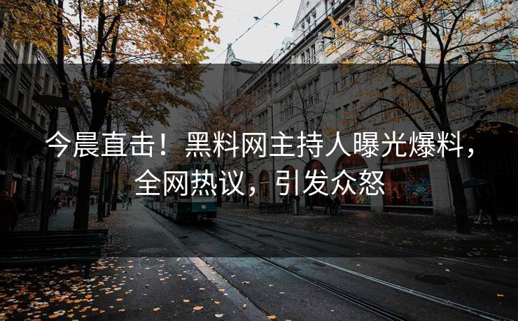 今晨直击！黑料网主持人曝光爆料，全网热议，引发众怒