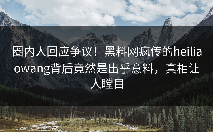 圈内人回应争议！黑料网疯传的heiliaowang背后竟然是出乎意料，真相让人瞠目