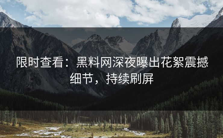 限时查看：黑料网深夜曝出花絮震撼细节，持续刷屏