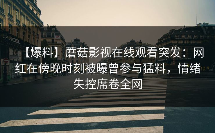 【爆料】蘑菇影视在线观看突发：网红在傍晚时刻被曝曾参与猛料，情绪失控席卷全网