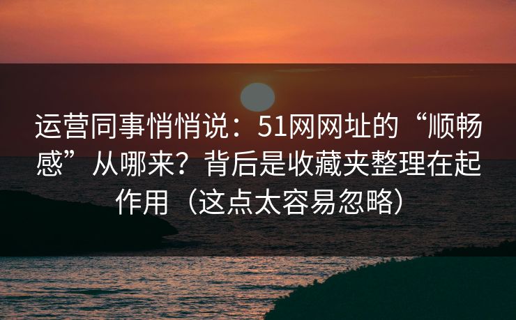运营同事悄悄说：51网网址的“顺畅感”从哪来？背后是收藏夹整理在起作用（这点太容易忽略）