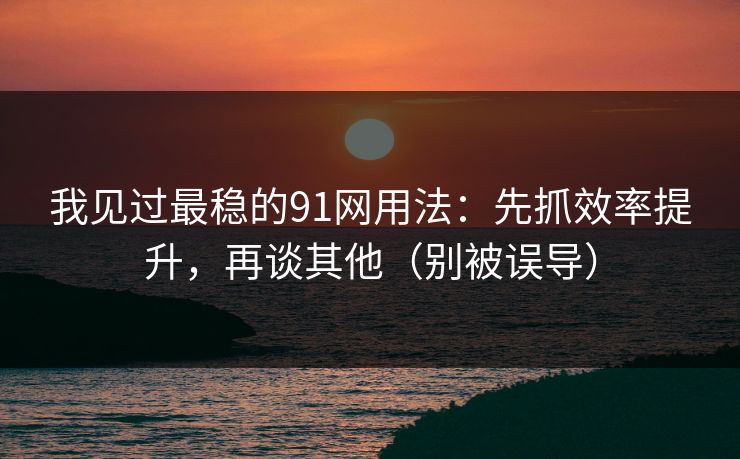 我见过最稳的91网用法：先抓效率提升，再谈其他（别被误导）